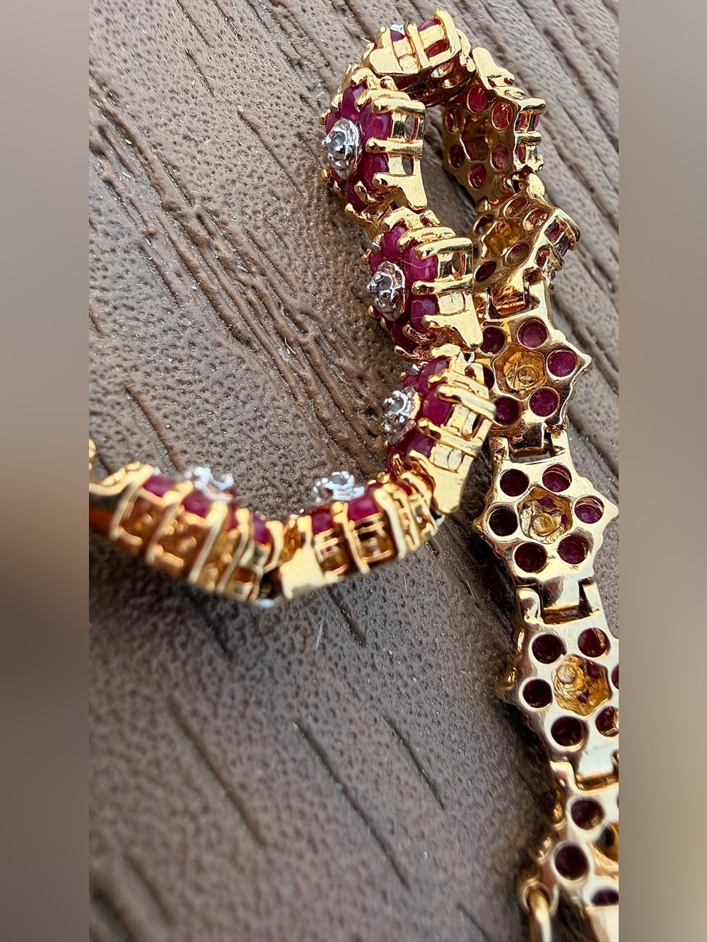 9 CTW AA Ruby & Diamond Bracelet 18K Gold Plated 7 Inch - Picture 9 of 12